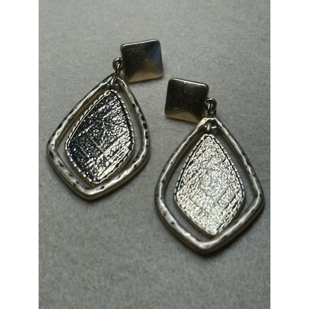 BP. Gold Tone Textured Diamond Drop Earrings Geometric Statement NWT New Boho